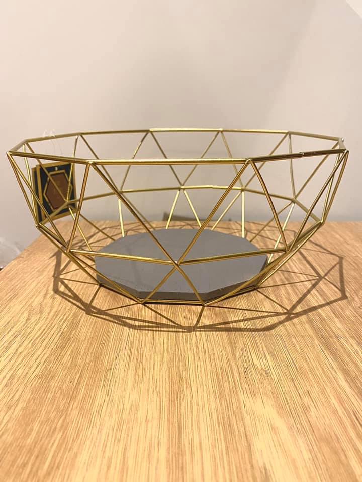 Gold Geometric Wire Bowl